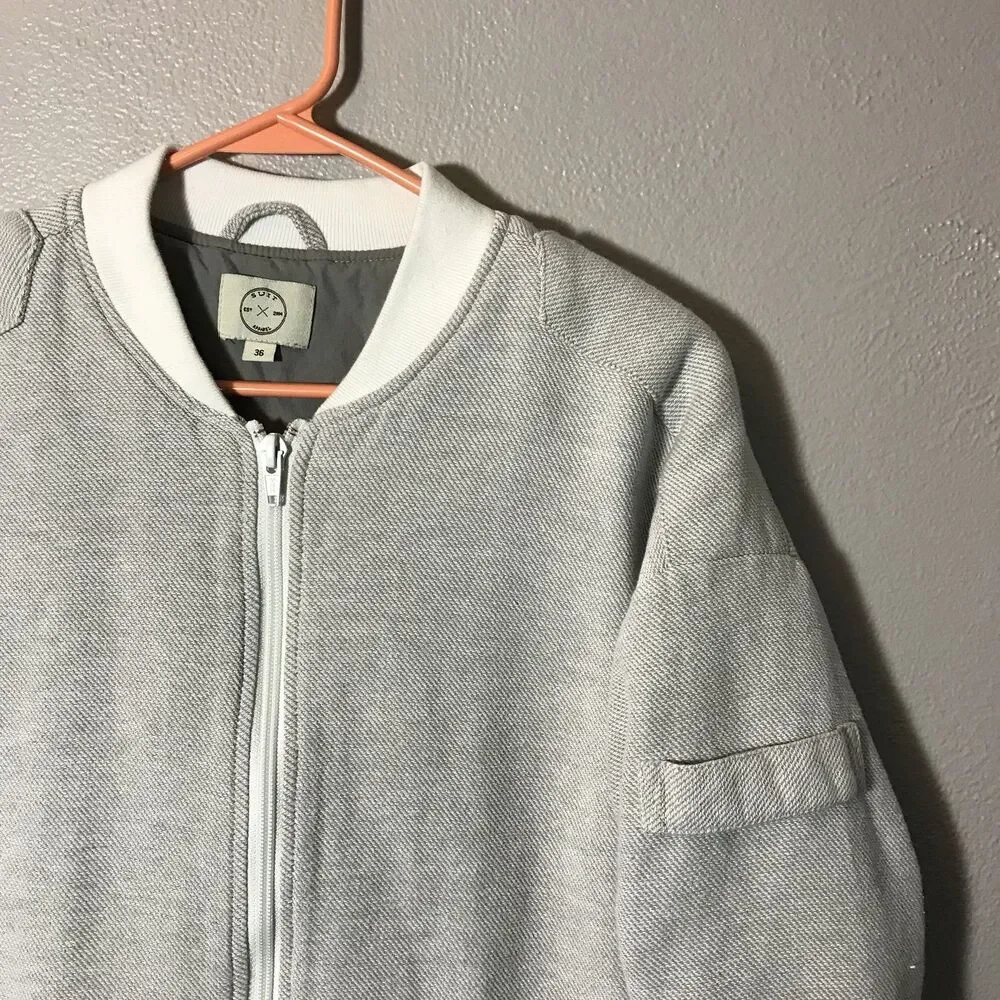 Suit Apparel Beige Zip Up Mens Jacket Sz 36 100% Cotton